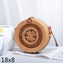 Load image into Gallery viewer, Woven Rattan Bag Round Straw Shoulder Bag Small Beach HandBags Women Summer Hollow Handmade Messenger Crossbody Bags
