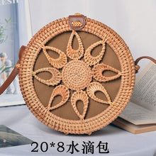 Load image into Gallery viewer, Woven Rattan Bag Round Straw Shoulder Bag Small Beach HandBags Women Summer Hollow Handmade Messenger Crossbody Bags
