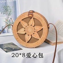 Load image into Gallery viewer, Woven Rattan Bag Round Straw Shoulder Bag Small Beach HandBags Women Summer Hollow Handmade Messenger Crossbody Bags
