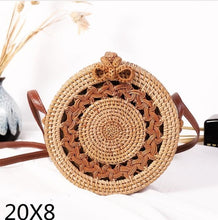 Load image into Gallery viewer, Woven Rattan Bag Round Straw Shoulder Bag Small Beach HandBags Women Summer Hollow Handmade Messenger Crossbody Bags
