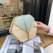 Load image into Gallery viewer, Hexagon Mulit Style Straw+leather Handbag Women Summer Rattan Bag Handmade Woven Beach Circle Bohemia Shoulder Bag New Fashion
