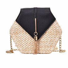 Load image into Gallery viewer, Hexagon Mulit Style Straw+leather Handbag Women Summer Rattan Bag Handmade Woven Beach Circle Bohemia Shoulder Bag New Fashion
