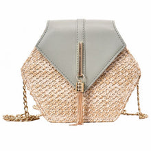 Load image into Gallery viewer, Hexagon Mulit Style Straw+leather Handbag Women Summer Rattan Bag Handmade Woven Beach Circle Bohemia Shoulder Bag New Fashion
