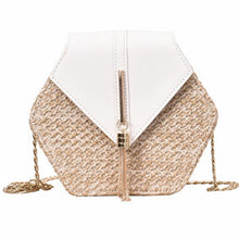 Load image into Gallery viewer, Hexagon Mulit Style Straw+leather Handbag Women Summer Rattan Bag Handmade Woven Beach Circle Bohemia Shoulder Bag New Fashion
