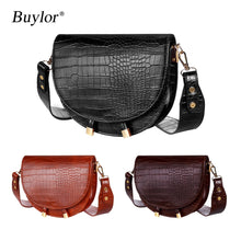 Load image into Gallery viewer, Buylor Women Luxury Shoulder Bags Crocodile Pattern Handbag Female Crossbody Bag Half Round PU Leather Messenger Bag
