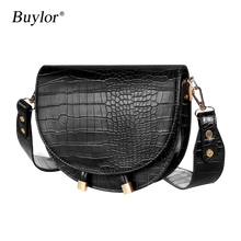 Load image into Gallery viewer, Buylor Women Luxury Shoulder Bags Crocodile Pattern Handbag Female Crossbody Bag Half Round PU Leather Messenger Bag
