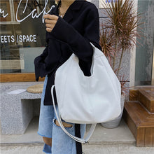 Load image into Gallery viewer, White Leather Women Half Moon Bags Large Capacity Hobo Shopper Bag Quality Soft PU Crossbody Bag Casual Korean Female Tote Bags
