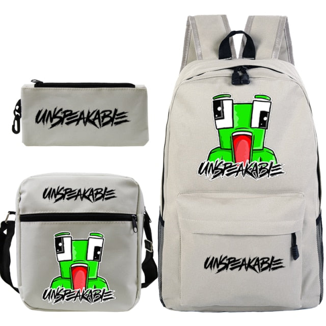 Cartoon Backpack 3-Piece Set — UNSPEAKABLE Merch for School & Travel
