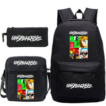 Load image into Gallery viewer, Cartoon Backpack 3-Piece Set — UNSPEAKABLE Merch for School &amp; Travel
