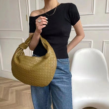 Load image into Gallery viewer, 2021 Fashion Handmade Woven Bag Luxury Woven Leather Printed Shoulder Bag Lady Crossbody Hobo PU Knotted Handle Casual Handbag
