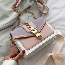 Load image into Gallery viewer, Fashion chain lady Sling bag Panelled color PU Leather Crossbody Bag For Women 2021 new Wide strap Shoulder Messenger Bag Ladies
