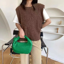 Load image into Gallery viewer, 2021 Fashion Handmade Woven Bag Luxury Woven Leather Printed Shoulder Bag Lady Crossbody Hobo PU Knotted Handle Casual Handbag
