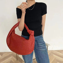 Load image into Gallery viewer, 2021 Fashion Handmade Woven Bag Luxury Woven Leather Printed Shoulder Bag Lady Crossbody Hobo PU Knotted Handle Casual Handbag
