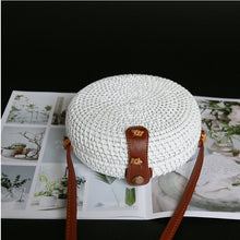 Load image into Gallery viewer, Woven Rattan Bag Round Straw Shoulder Bag Small Beach HandBags Women Summer Hollow Handmade Messenger Crossbody Bags
