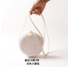 Load image into Gallery viewer, Woven Rattan Bag Round Straw Shoulder Bag Small Beach HandBags Women Summer Hollow Handmade Messenger Crossbody Bags
