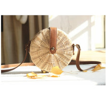 Load image into Gallery viewer, Woven Rattan Bag Round Straw Shoulder Bag Small Beach HandBags Women Summer Hollow Handmade Messenger Crossbody Bags
